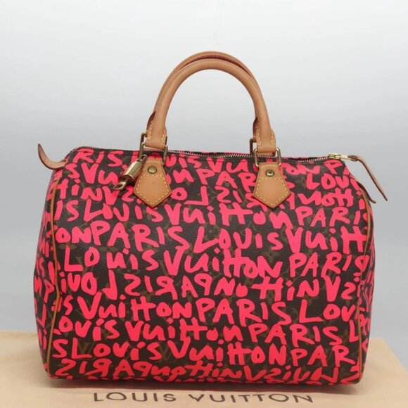 LOUIS VUITTON Monogram Graffiti Speedy 30 Hand Bag Pink M93704 LV Auth 115047AV - Picture 9 of 16
